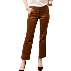 J Crew Sammie Cropped Corduroy Pants Slacks Brown Flat Front Size 6